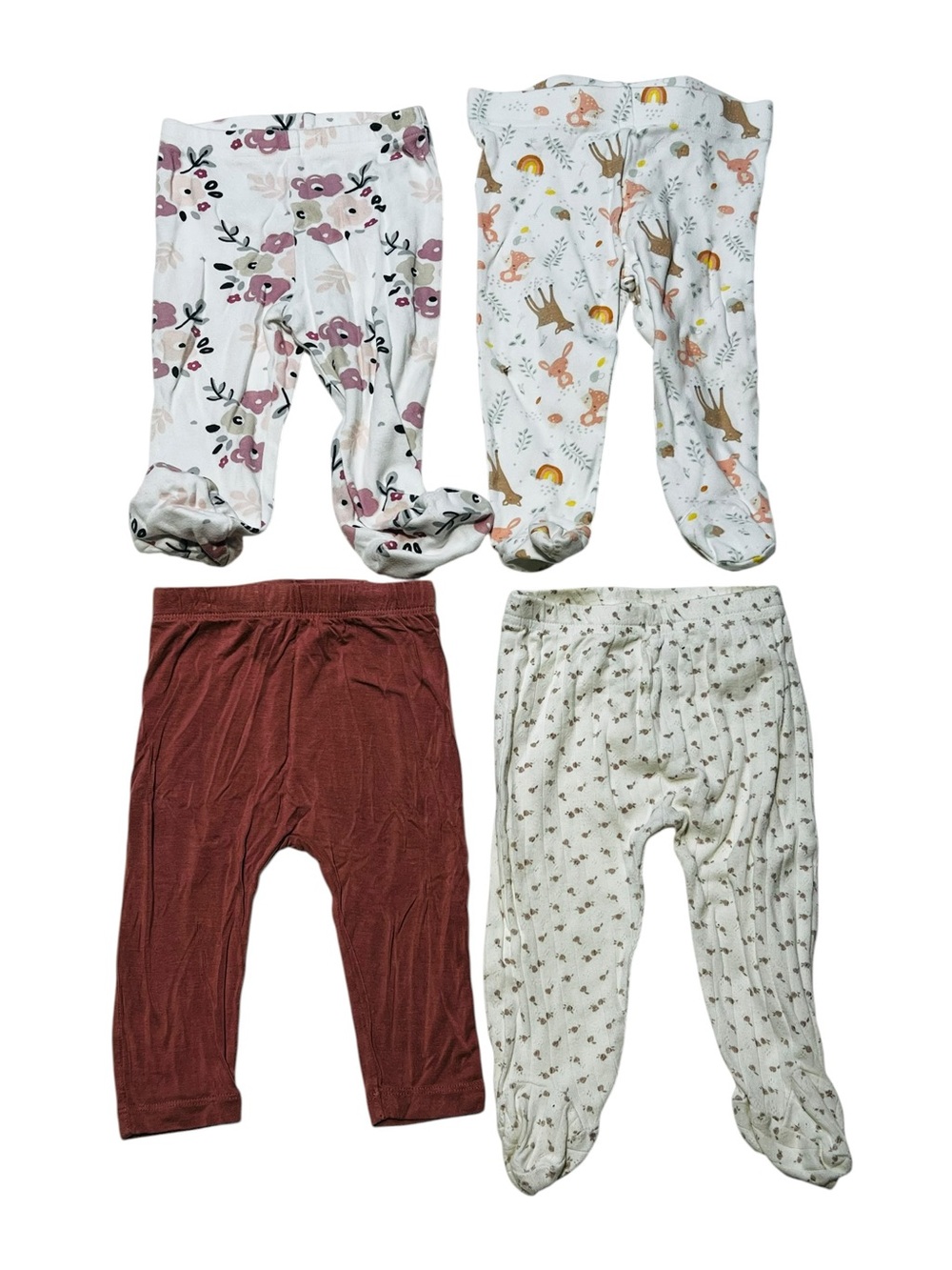 Carter's Baby Footed & Pull-On Pants Set - Pink Floral, Rust, Cream, White